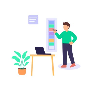 Durum Güncelleme, mevcut ilerleme bilgisini sağlama, Düz vektör karakter illüstrasyonu