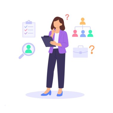 İş gücü gereksinimlerini tanımlamak, işgücü açıklarını ve gereksinimlerini analiz etmek, düz vektör karakter çizimi