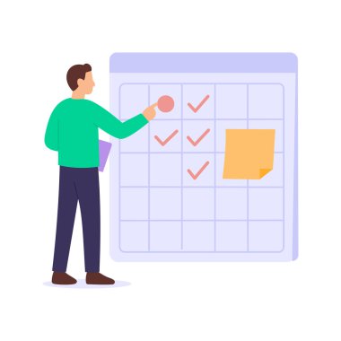 Uyum Takvimi, düzenleyici tarihlerin zamanlaması ve incelemeleri, Düz vektör karakter illüstrasyonu