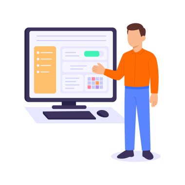 Öğrenme Yönetimi Sistemi, dijital eğitim programlarını etkin bir şekilde yönetmek, düz vektör karakter çizimi