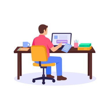 Vardiya Raporlamanın Sonu, günlük görev ve sonuçları özetleme, Düz vektör karakter çizimi