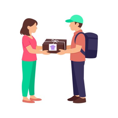 Shipping Order, dispatching customer purchase for delivery, Flat vector character illustration