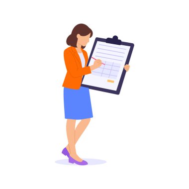 Fatura Hazırlama, işlem için fatura belgeleri oluşturma, Düz vektör karakter illüstrasyonu