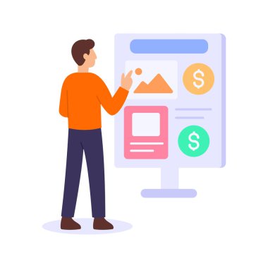 Reklam Kampanyası Kurulumu, ödenmiş dijital reklam stratejisi, düz vektör karakter çizimi