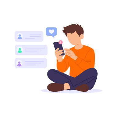 Yorumlara yanıt vermek, izleyiciyi zamanında yanıtlarla meşgul etmek, düz vektör karakter illüstrasyonu