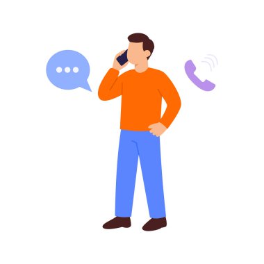 Telefonda konuşmak, olay görevlerini aramalar yoluyla koordine etmek, düz vektör karakter illüstrasyonu