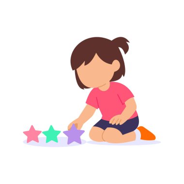 Yıldız Oyuncak Ekranı, yıldız şekilli oyuncakları vitrine yerleştirme, düz vektör karakter çizimi