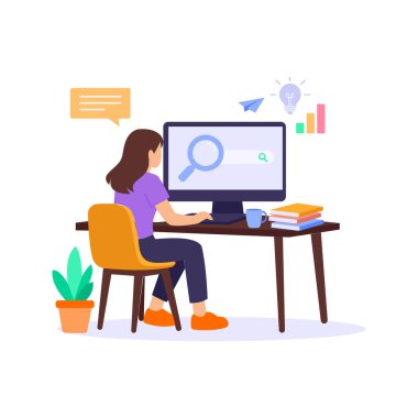 Hedefler Ayarlanıyor, SEO büyümesi için ölçülebilir hedefler tanımlanıyor, düz vektör karakter çizimi