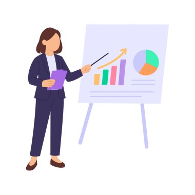 ROI Çizelge Sunumu, Görsel grafikle yapılan yatırımın dönüşü, Düz vektör karakter illüstrasyonu