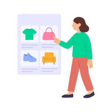 Katalog Gezintisi, Ürün kataloğu sunumu ve detayları açıklama, Düz vektör karakter çizimi