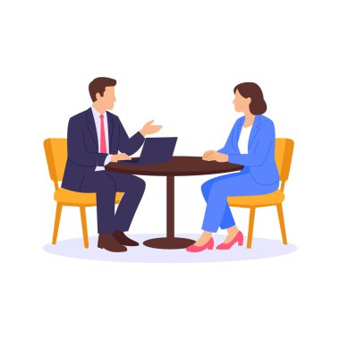 Müzakere Anlaşması, mülkiyet anlaşmasını sonuçlandırmak için şartların tartışılması, düz vektör karakter çizimi