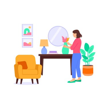 Son Biçim Ayarları, görsel cazibe için iç biçim tamamlama, Düz vektör karakter illüstrasyonu