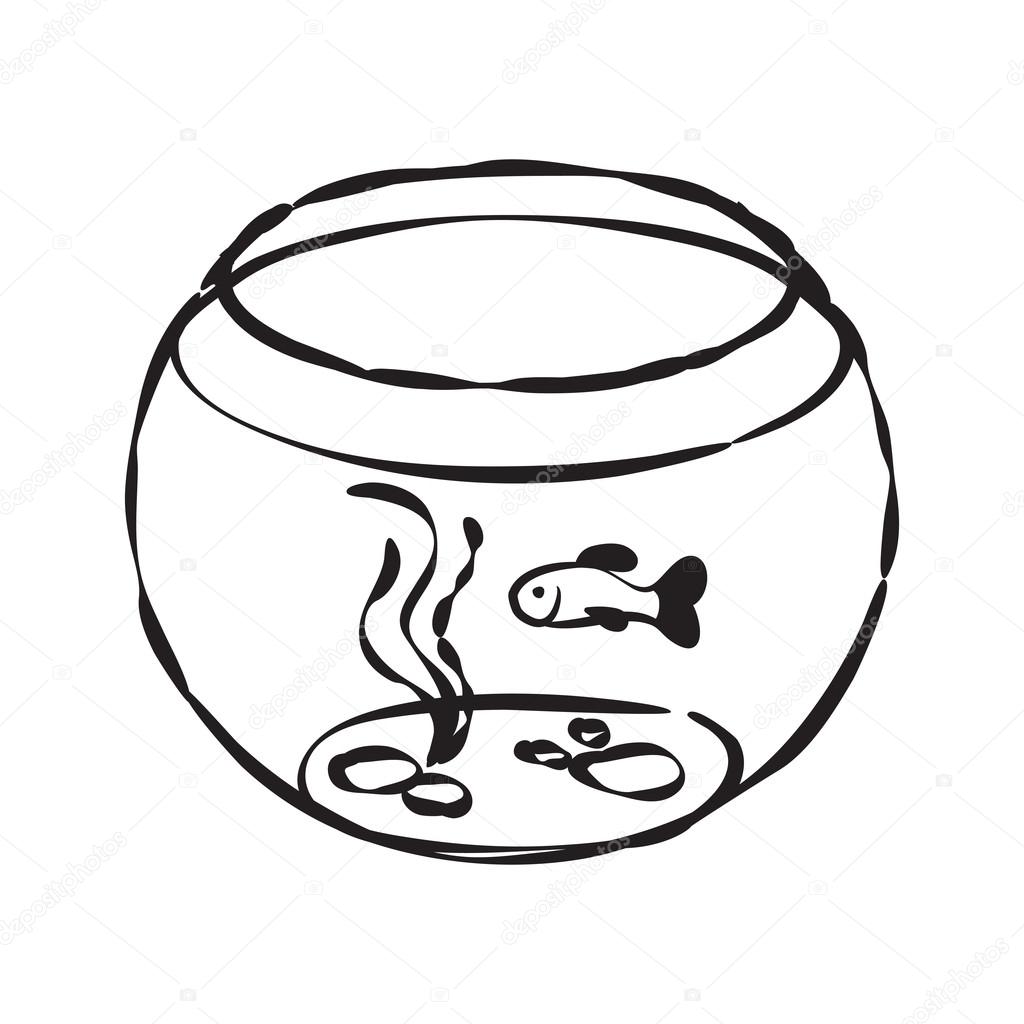 Fish Bowl Clipart Black And White