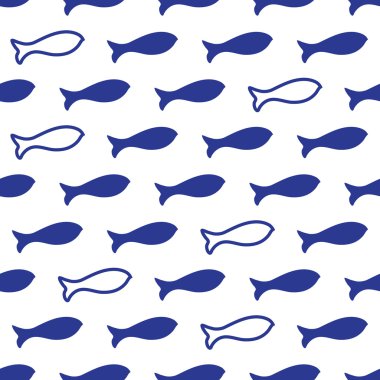Vektör balık siluetleri ile Seamless Modeli