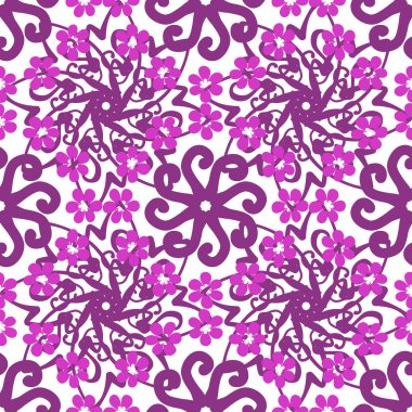 Dikişsiz çiçek desenli el çizimi