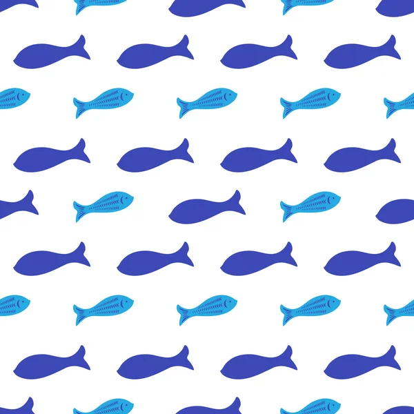 Vector Seamless pattern with fish silhouettes — Stock Vector