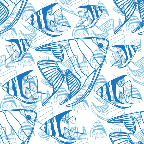 Vector Seamless pattern with fish silhouettes — Stock Vector