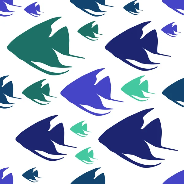 Vektor vzor bezešvé s rybami siluety — Stockový vektor