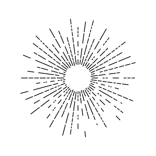 Dessin linéaire des rayons du soleil — Image vectorielle