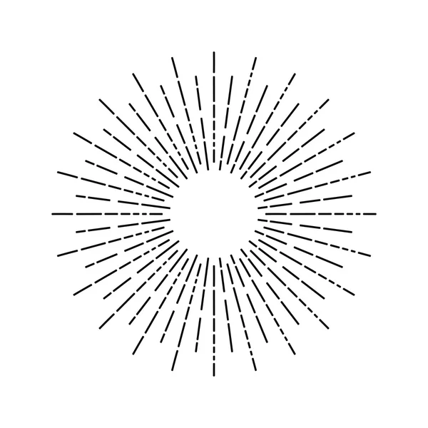 Dessin linéaire des rayons du soleil — Image vectorielle