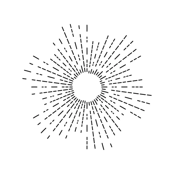 Dessin linéaire des rayons du soleil — Image vectorielle