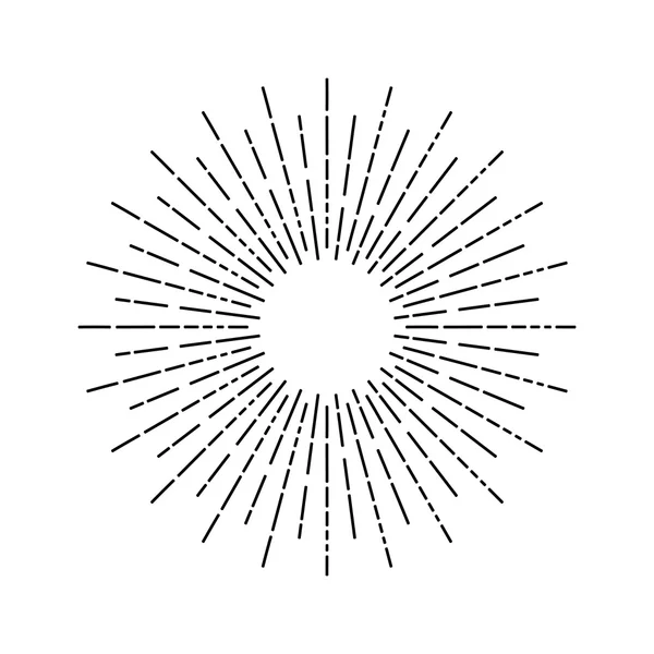 Dessin linéaire des rayons du soleil — Image vectorielle