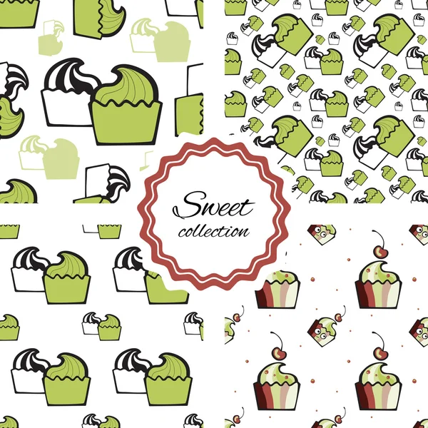 Seamless pattern with hand drawn cupcake. — Stock Vector