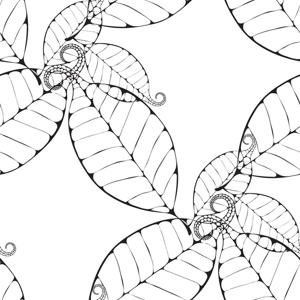 Monochroom bladeren achtergrond afbeelding — Stockvector