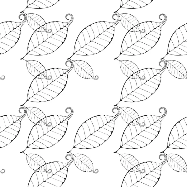 Ilustración de fondo hojas monocromáticas — Vector de stock