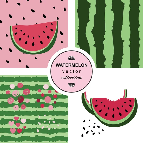 Seamless  pattern with watermelons and dots. — Stock Vector