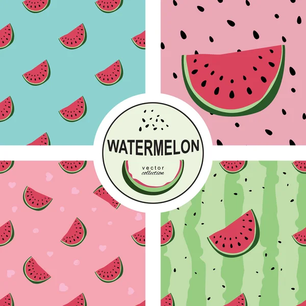 Seamless  pattern with watermelons and dots. — Stock Vector