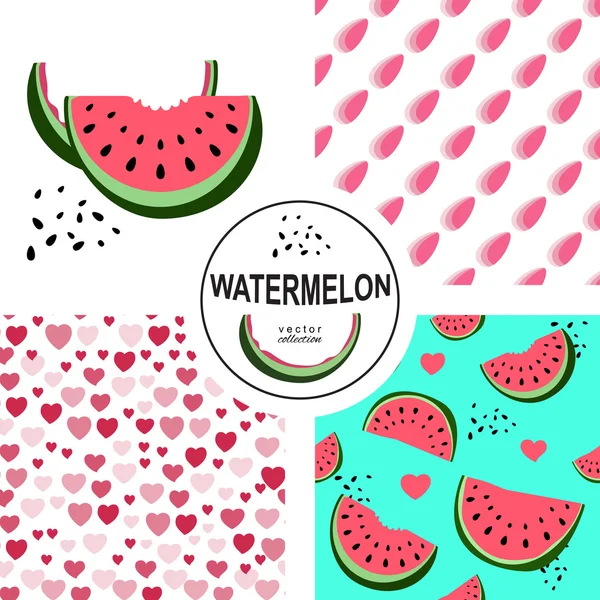 Seamless  pattern with watermelons and dots. — Stock Vector