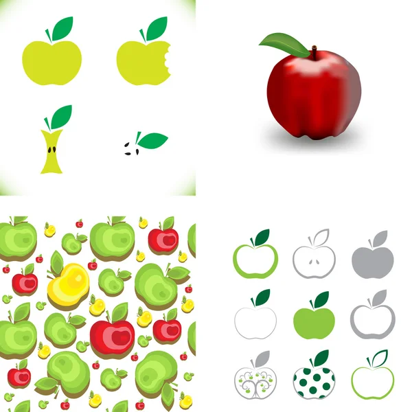 Seamless apple background pattern collection — Stock Vector