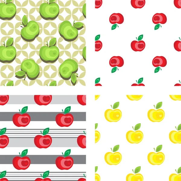 Seamless apple background pattern collection — Stock Vector