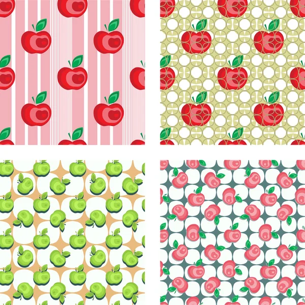 Seamless apple background pattern collection — Stock Vector