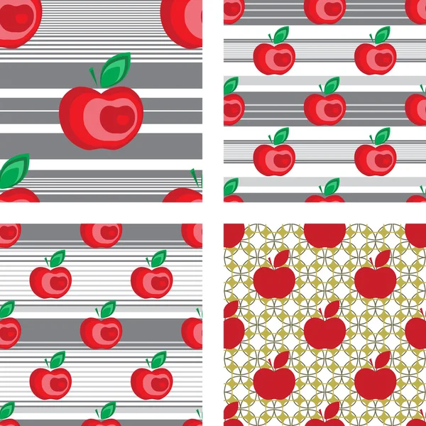 Seamless apple background pattern collection — Stock Vector