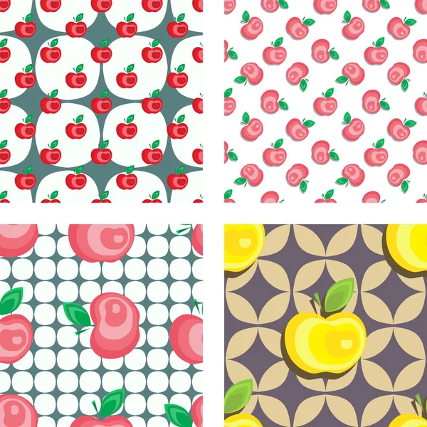 Seamless apple background pattern collection — Stock Vector