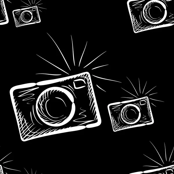 Câmera de foto no fundo quadro-negro — Vetor de Stock