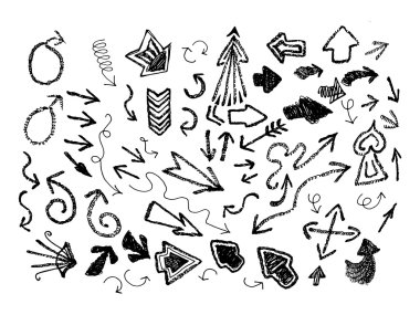 Elle çizilmiş ok simge seti