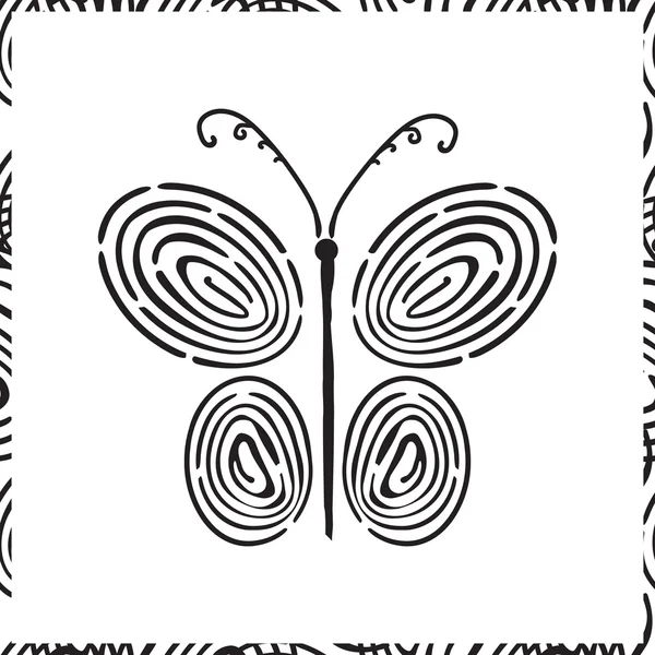 Huella digital mariposa dibujada a mano — Vector de stock