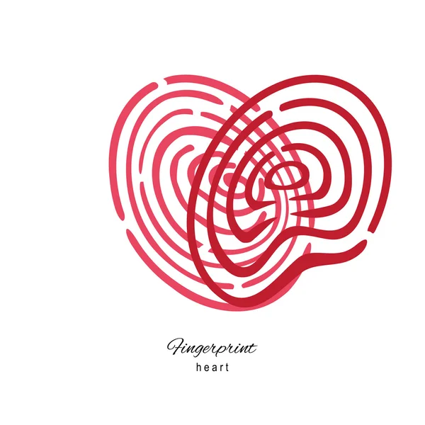 Huella dactilar Corazón rojo aislado sobre fondo blanco — Archivo Imágenes Vectoriales