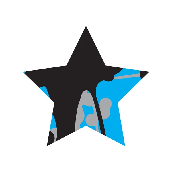 Grunge černá a modrá hvězda — Stockový vektor
