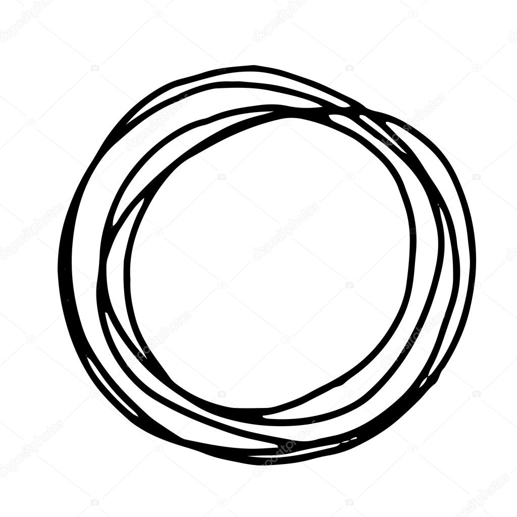 Pencil Doodle Border Template. Hand Drawn Scribble Circle Frame