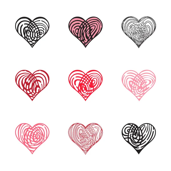 Vingerafdruk Heart collectie — Stockvector