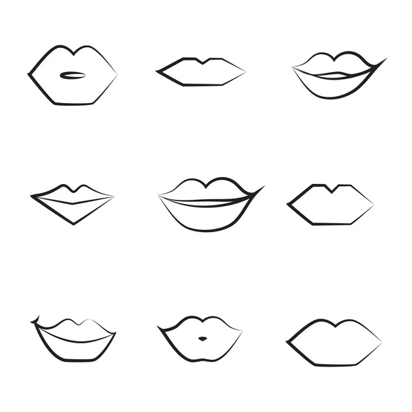 Lips Thin Line Icon Collection — Stock Vector