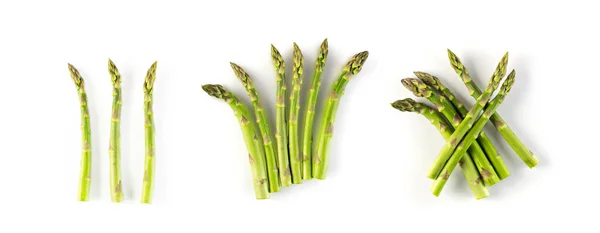 Bunches Raw Garden Asparagus Shadow Isolated Fresh Green Spring Vegetables — Stock Photo, Image