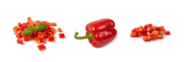 Paprika Oder Roter Paprika Isoliert Auf Weißem Hintergrund Mit Schnittpfad — Stockfoto