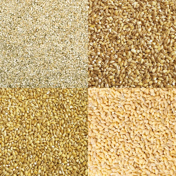 Torra Pärla Korn Korn Mat Collage Olika Pearl Barley Texture — Stockfoto