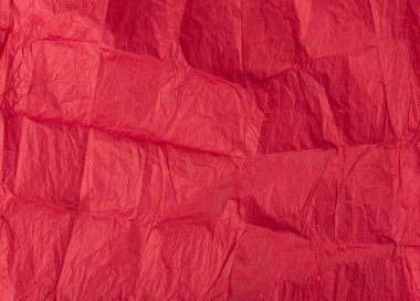 Folded Crumpled Tissue Paper Texture Background. Red Wrinkled Rolling Cigarette Paper. Thin Wrapping Paper, Creased Crimson Page clipart