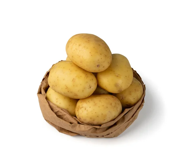 Grămadă Cartofi Întregi Izolată Fundal Alb Cale Tăiere Cartofi Eco — Fotografie, imagine de stoc